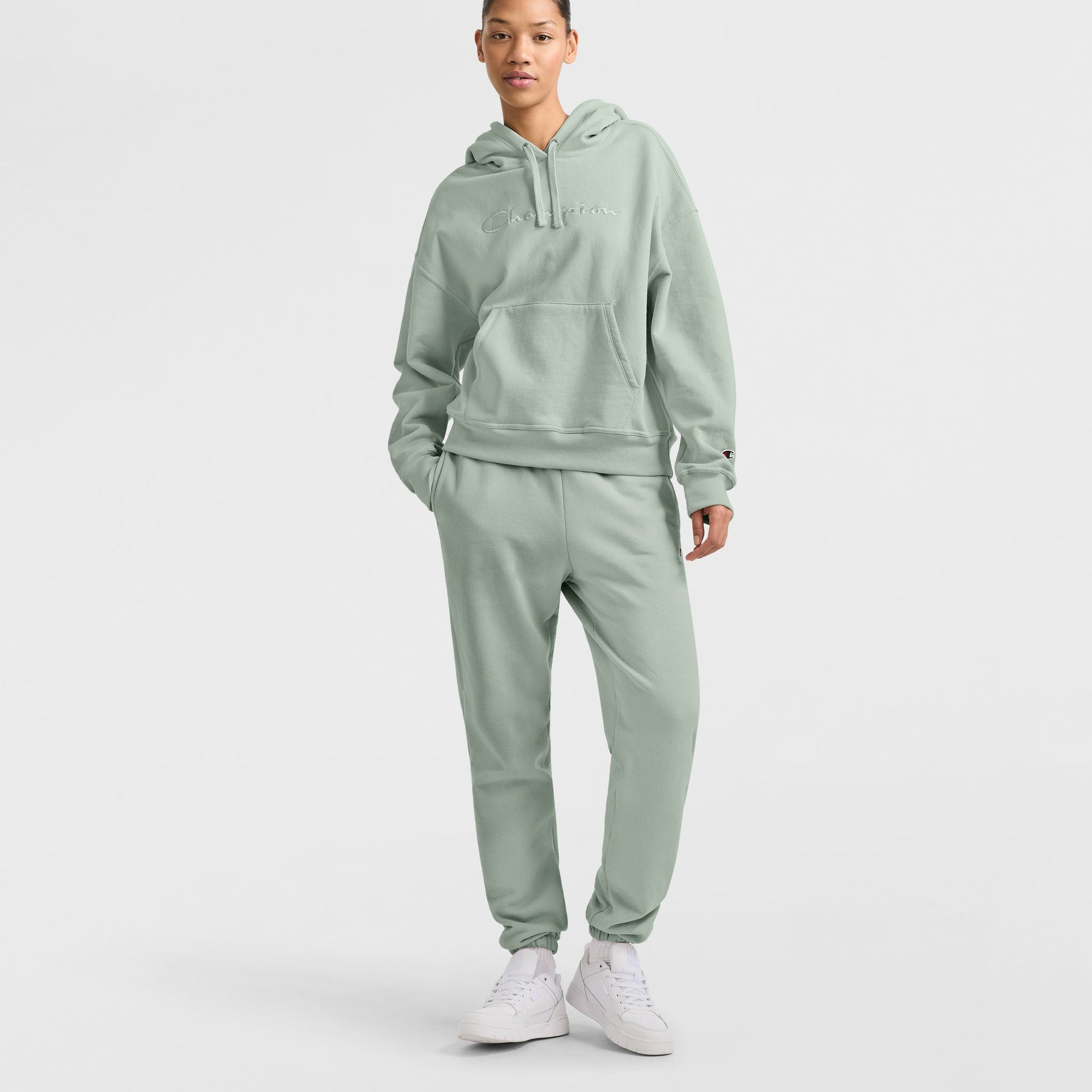 Powerblend Hoodie, Relaxed, Full Embroidered Script Logo