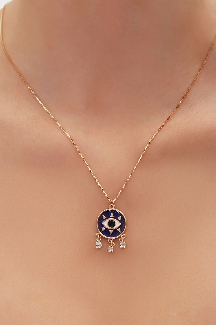 Forever 21 Women's Eye Pendant Necklace Gold/Blue