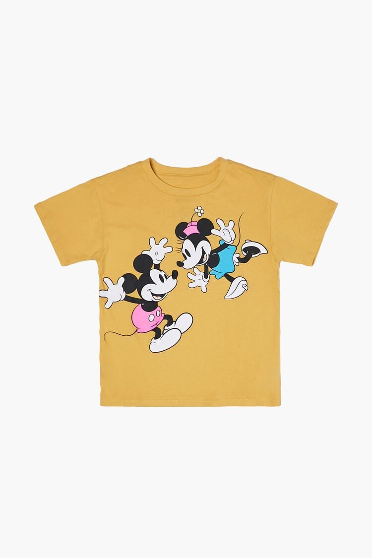 Forever 21 Kids Mickey & Minnie Mouse T-Shirt (Boys + Girls) Mustard/Multi