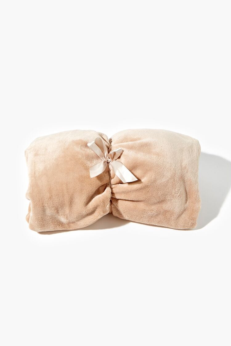 Forever 21 Women's Plush Throw Blanket Taupe