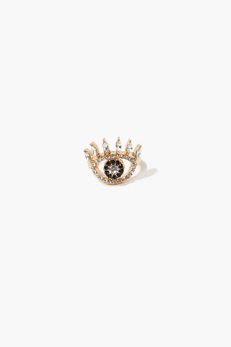 Forever 21 Women's Rhinestone Eye Cocktail Ring Gold/Clear