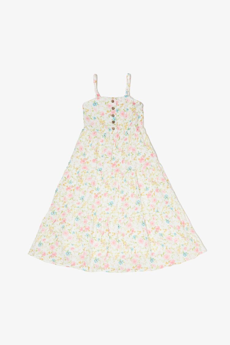 Forever 21 Girls Floral Print Dress (Kids) White/Multi