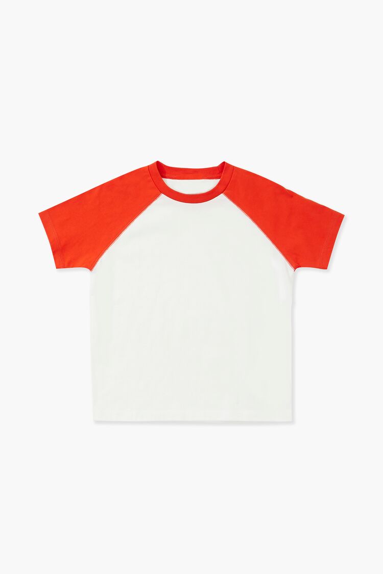 Forever 21 Kids Baseball T-Shirt (Girls + Boys) White/Red