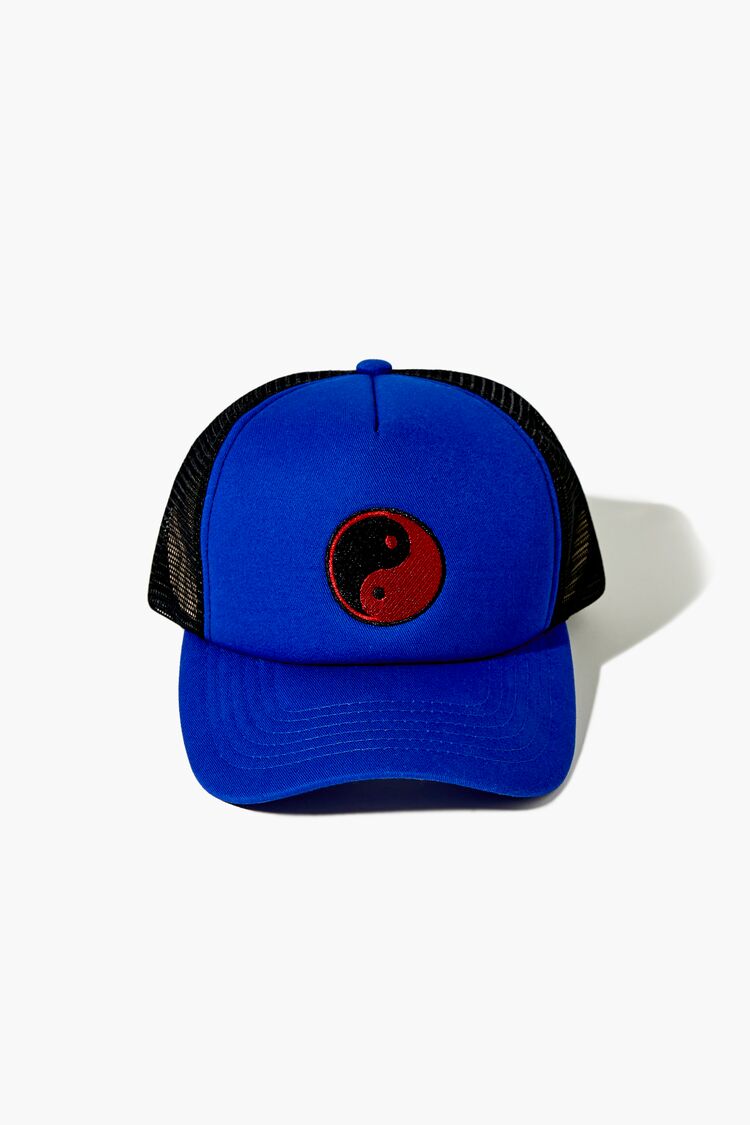 Forever 21 Men's Embroidered Yin Yang Trucker Cap Blue/Black