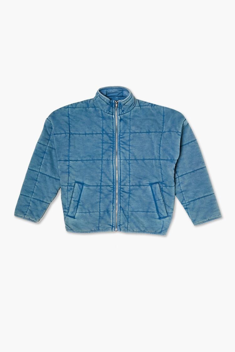 Forever 21 Kids Quilted Zip-Up Jacket (Girls + Boys) Teal