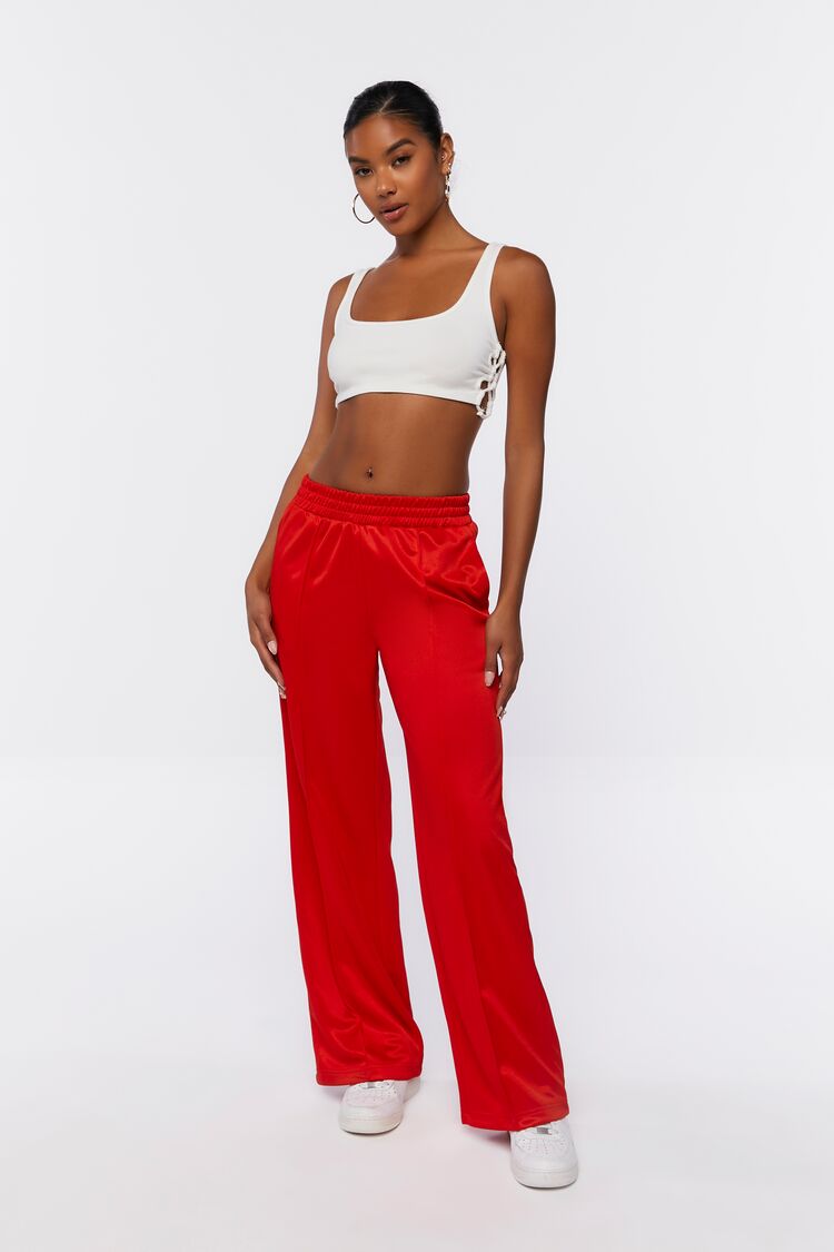 Forever 21 Women's Wide-Leg Mid-Rise Pants High Risk Red