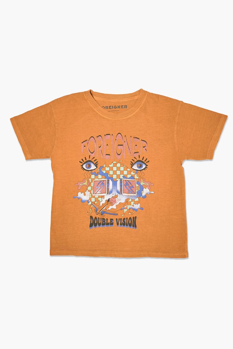 Forever 21 Kids Foreigner Graphic T-Shirt (Girls + Boys) Mustard/Multi