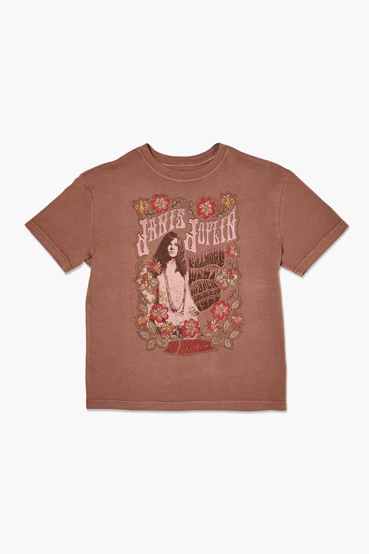 Forever 21 Girls Janis Joplin Graphic T-Shirt (Kids) Brown/Multi