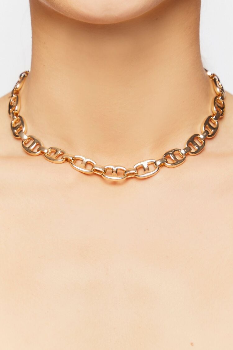 Forever 21 Women's Chunky Mariner Chain Necklace Gold
