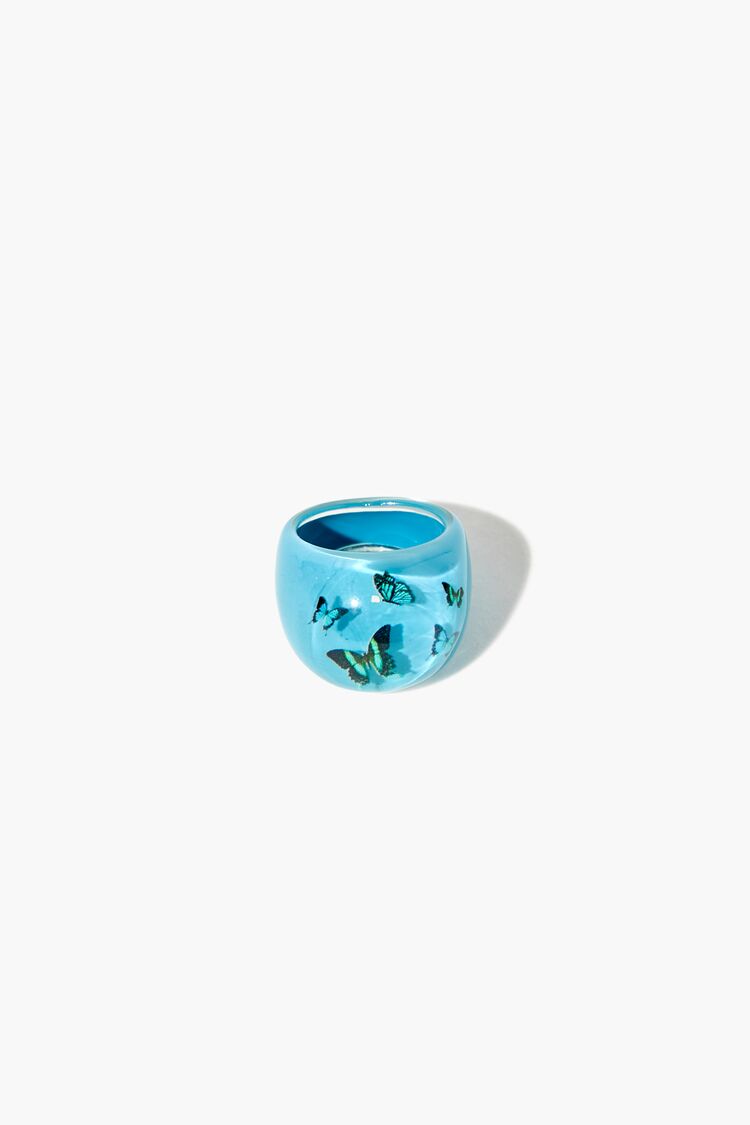 Forever 21 Women's Butterfly Cocktail Ring Blue
