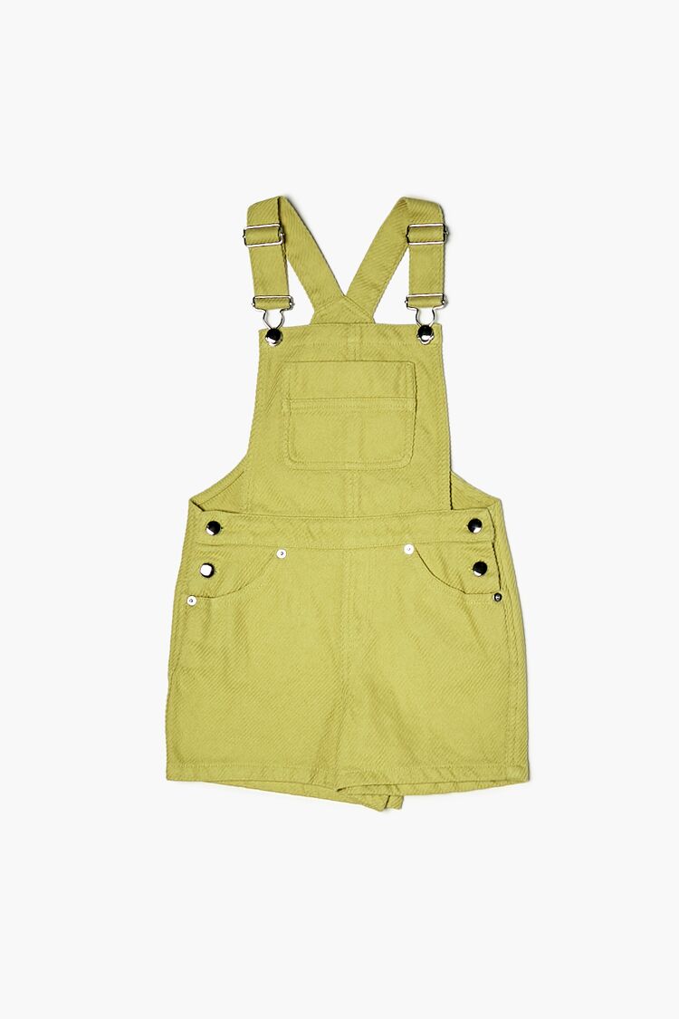 Forever 21 Girls Twill Overall Shorts (Kids) Green