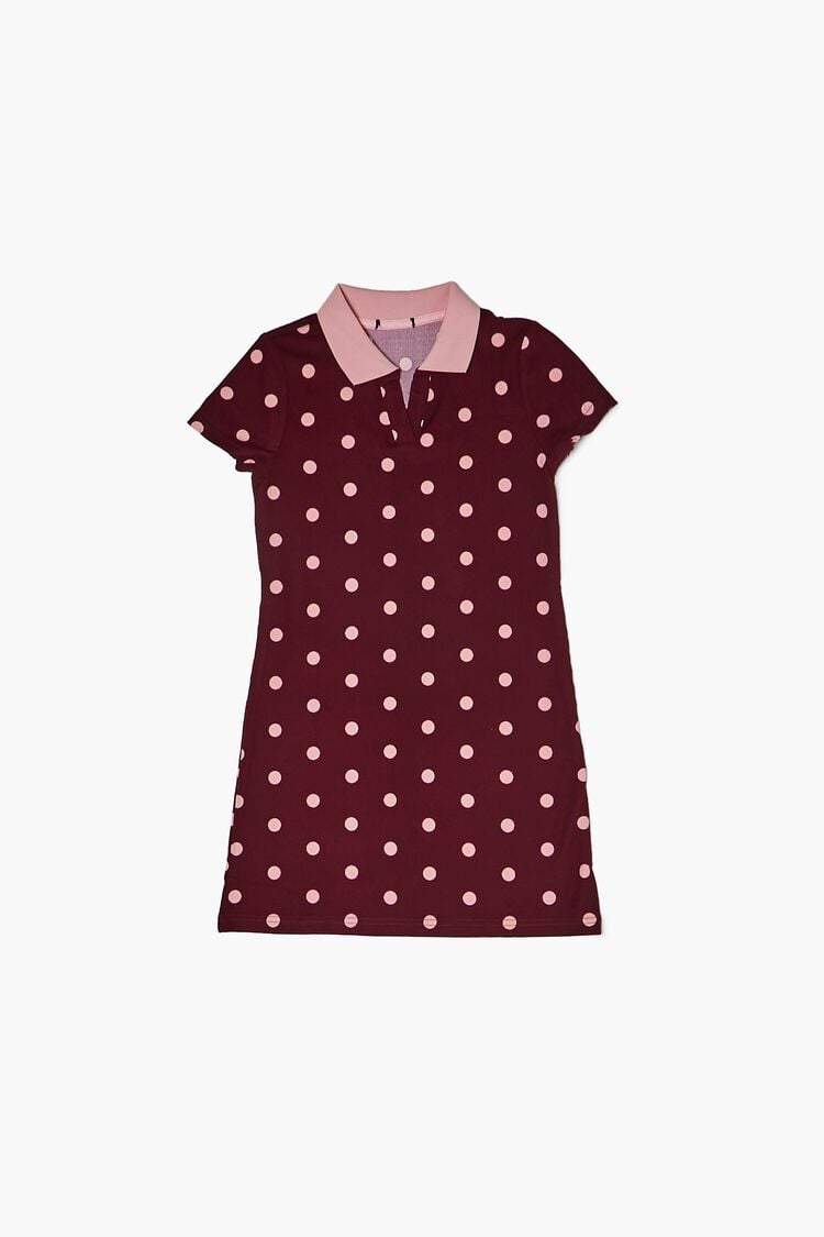 Forever 21 Girls Polka Dot Dress (Kids) Burgundy/Pink