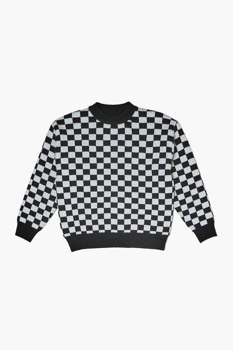 Forever 21 Kids Checkered Pullover (Girls + Boys) Black/White