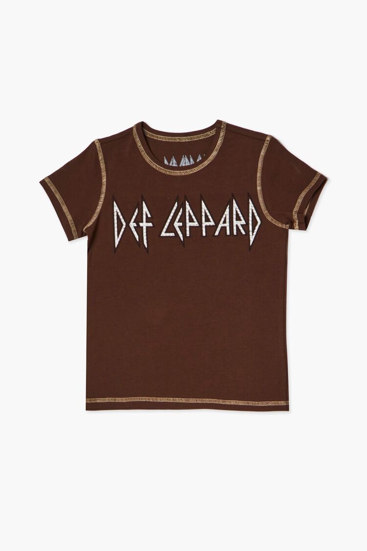Forever 21 Girls Def Leppard Graphic T-Shirt (Kids) Brown/Multi