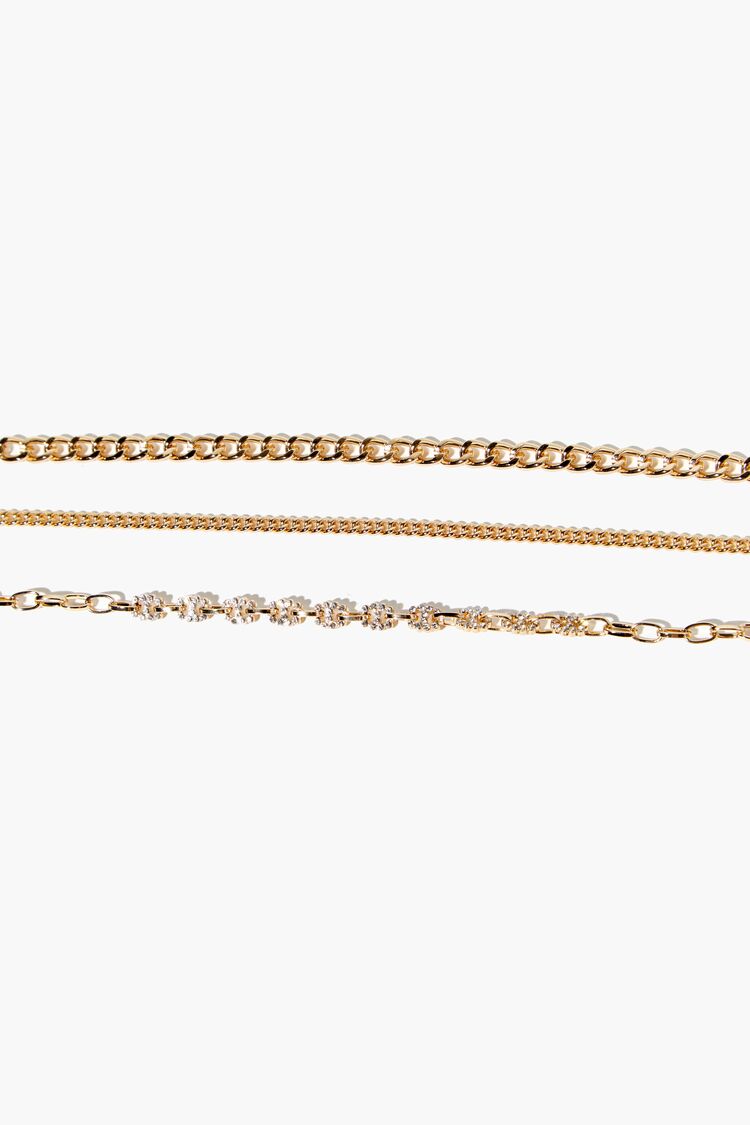Forever 21 Women's Chain Bracelet Set Clear/Gold