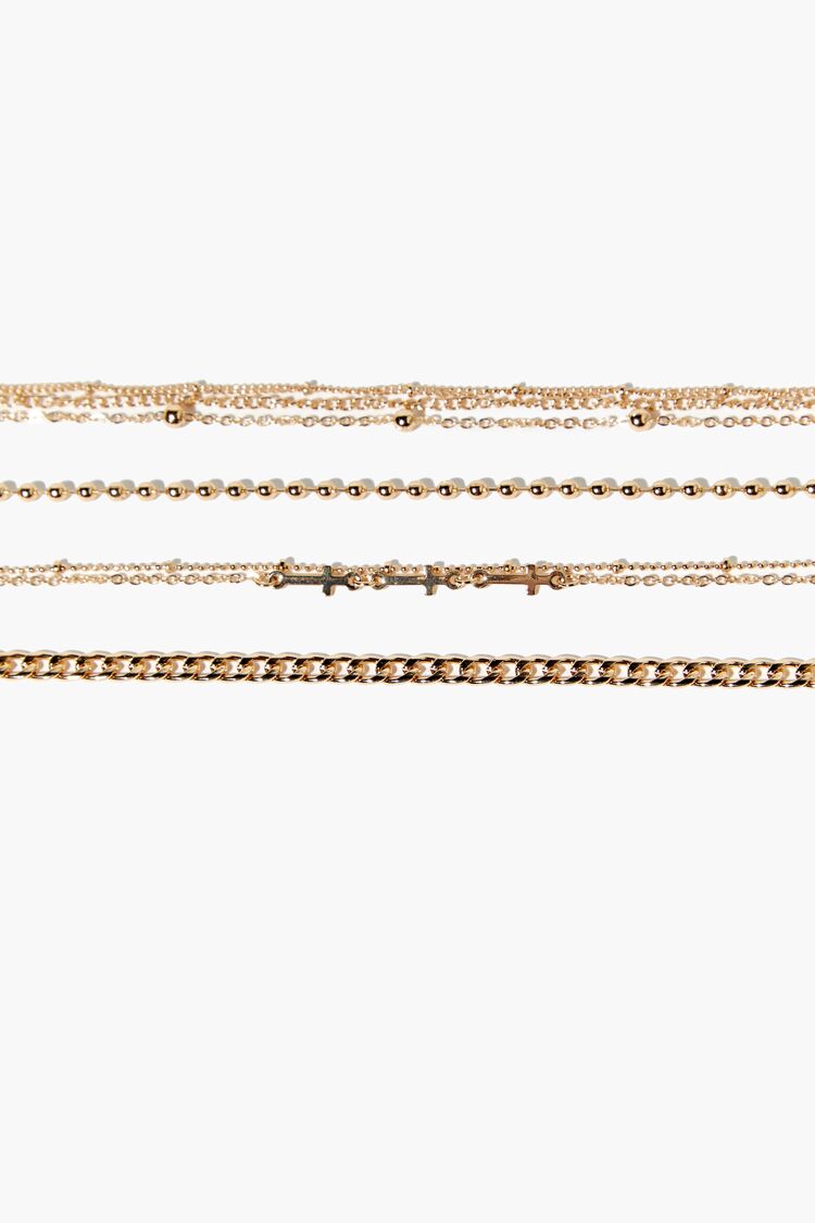 Forever 21 Women's Chain & Cross Bracelet Set Gold