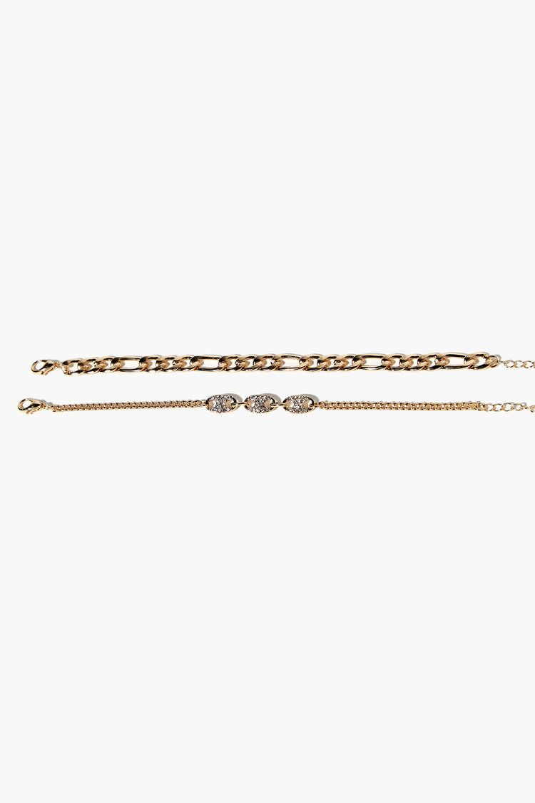 Forever 21 Women's Curb Chain Bracelet Set Gold