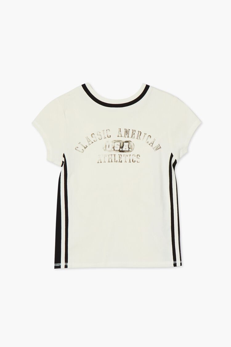 Forever 21 Girls American Athletics Graphic T-Shirt (Kids) Cream/Black