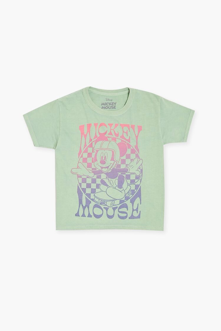 Forever 21 Kids Mickey Mouse Graphic T-Shirt (Girls + Boys) Green/Multi