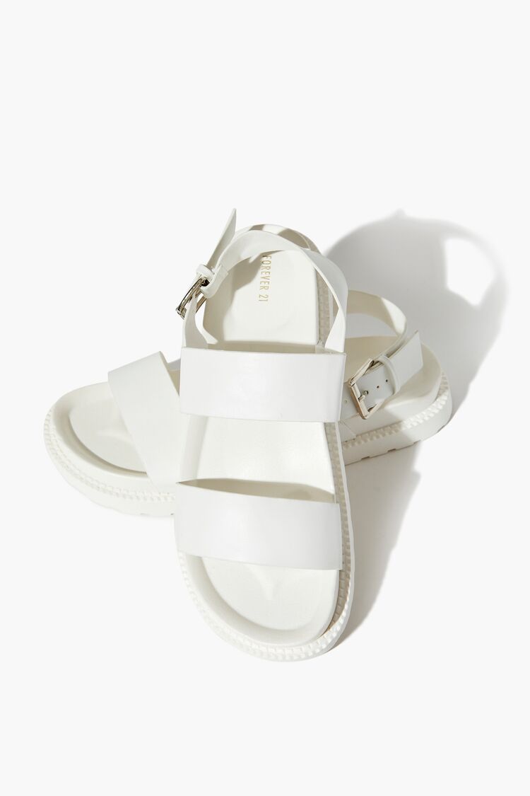 Forever 21 Women's Dual-Strap Flat Sandals White