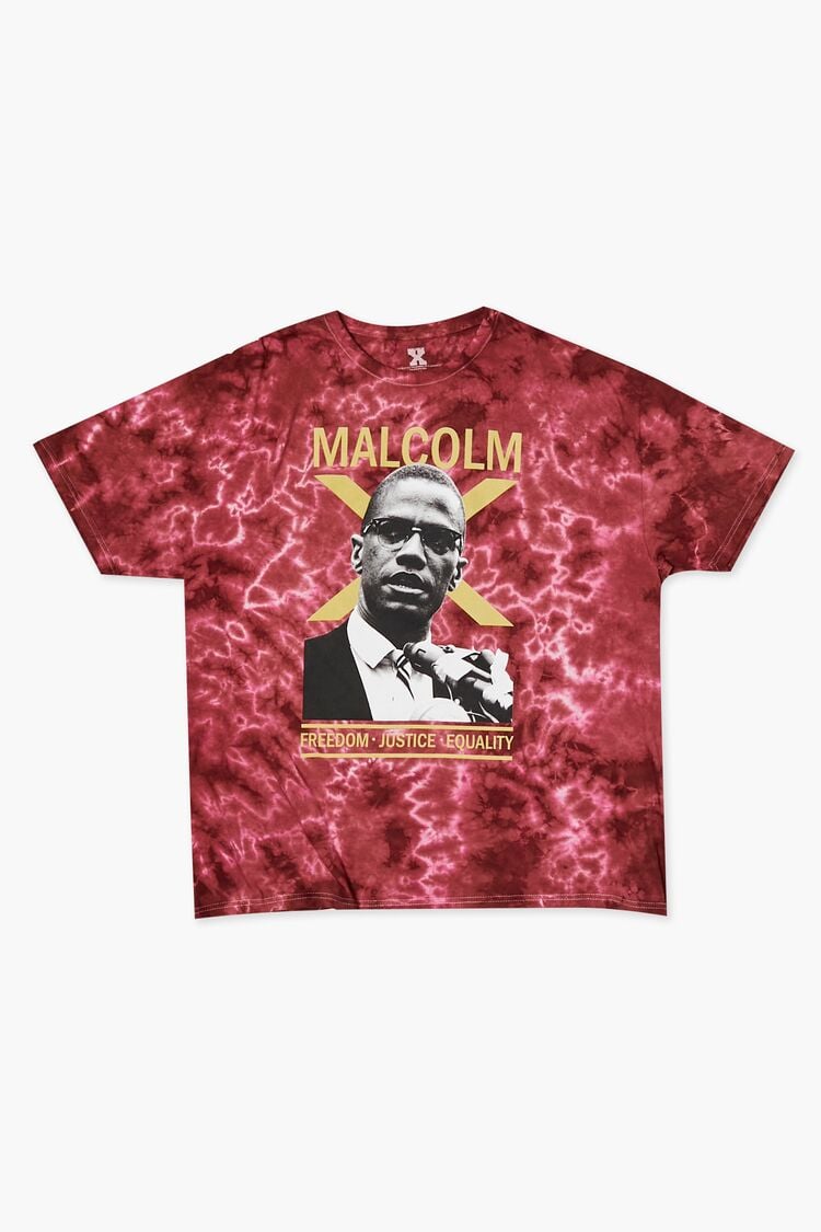 Forever 21 Men's Tie-Dye Malcolm X Graphic T-Shirt Cocoa/Multi