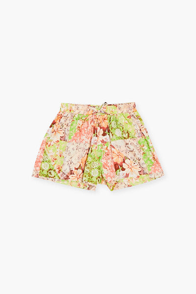 Forever 21 Girls Floral Patchwork Shorts (Kids) Green/Multi