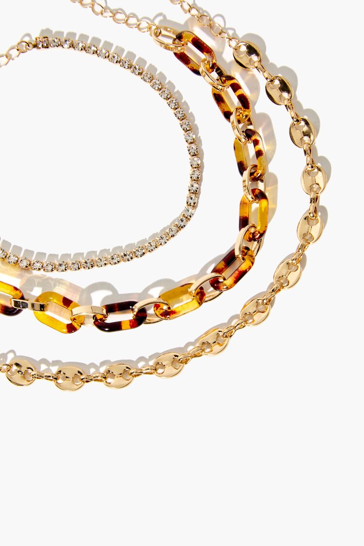 Forever 21 Women's Tortoiseshell Chain Bracelet Set Gold