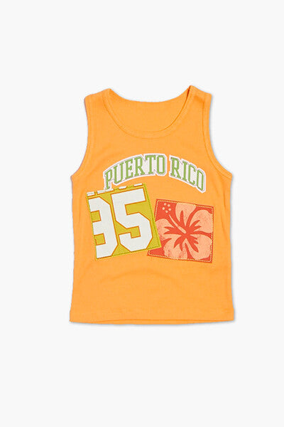 Forever 21 Girls Puerto Rico Graphic Tank Top (Kids) Orange/Multi