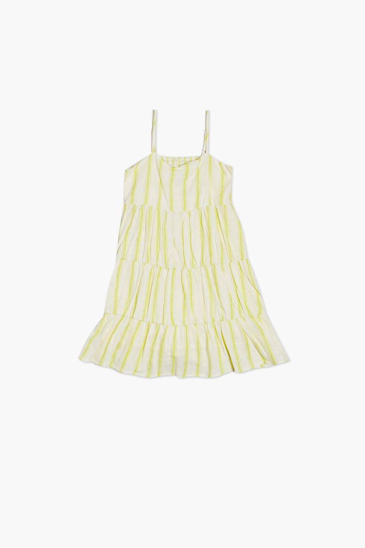 Forever 21 Girls Linen-Blend Striped Spring/Summer Dress (Kids) Yellow/Multi