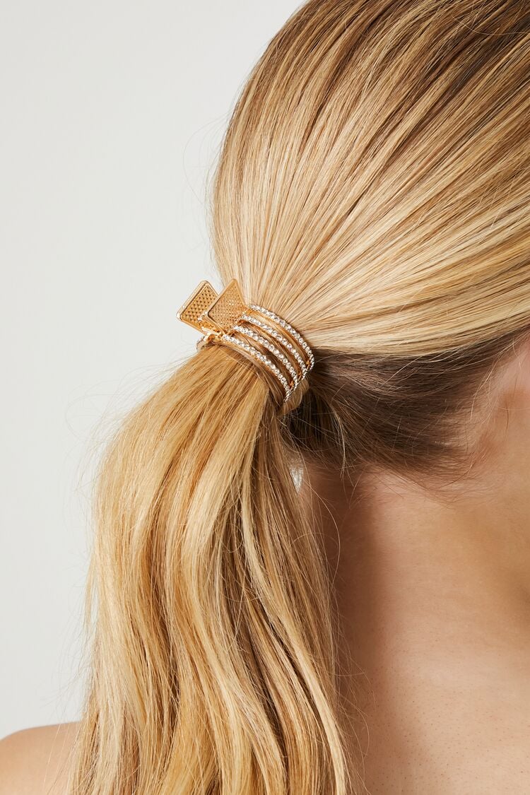Forever 21 Women's Rhinestone Claw Hair Clip Gold