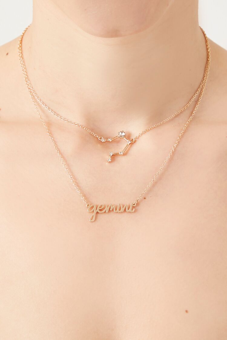 Forever 21 Women's Zodiac Layered Necklace Gold/Gemini
