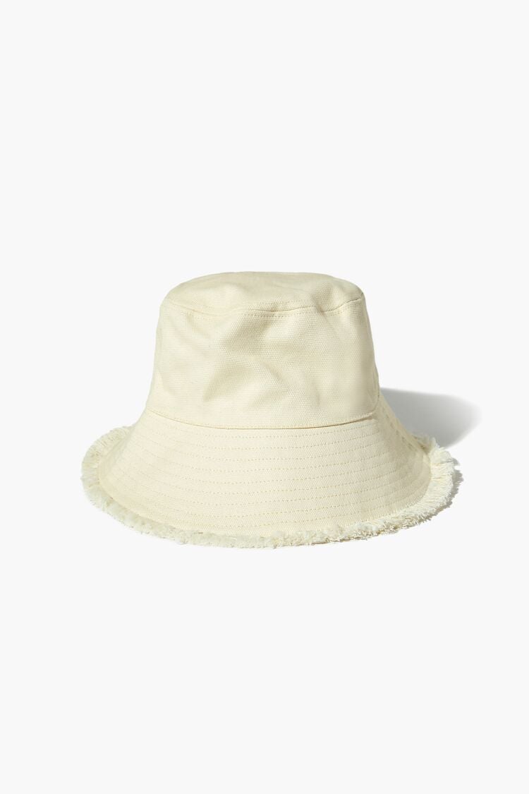 Forever 21 Women's Frayed Bucket Hat Cream