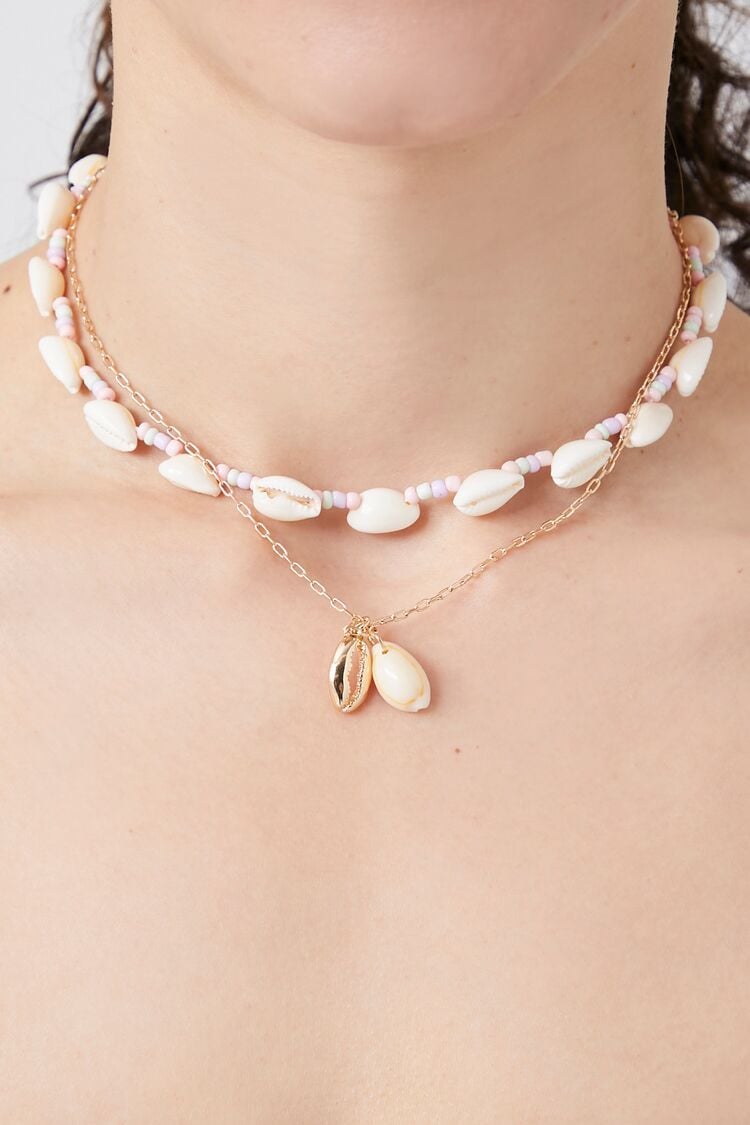 Forever 21 Women's Layered Conch Shell Necklace Gold