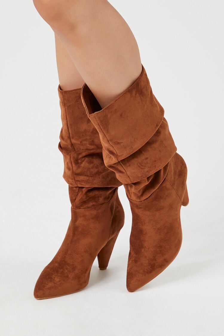 Forever 21 Women's Slouchy Faux Suede Boots Tan