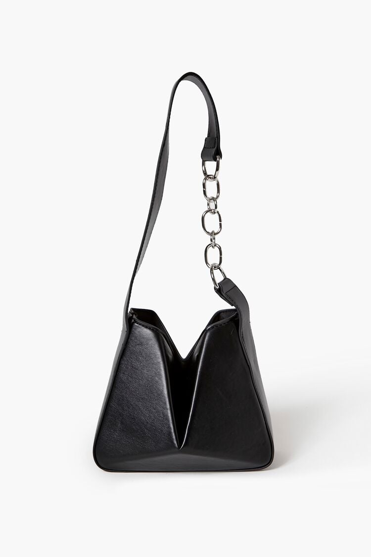 Forever 21 Women's Asymmetrical Faux Leather/Pleather Handbag Black