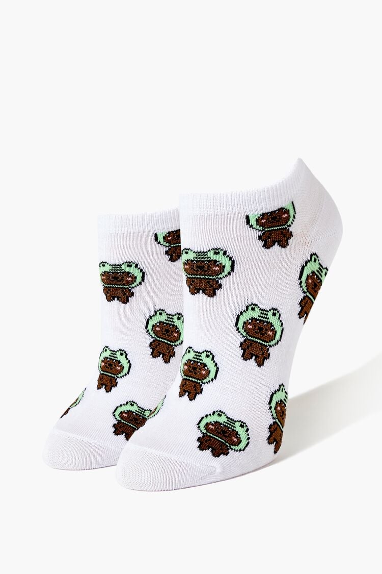 Forever 21 Women's Frog Hat Bear Ankle Socks Beige/Multi