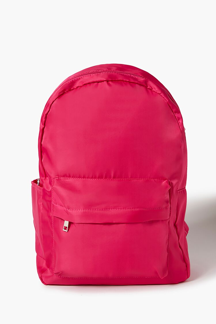 Forever 21 Women's Zip-Top Nylon Backpack Pink