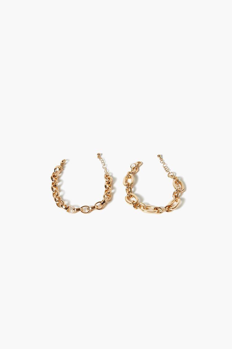 Forever 21 Women's Cable & Link Chain Bracelet Set Gold