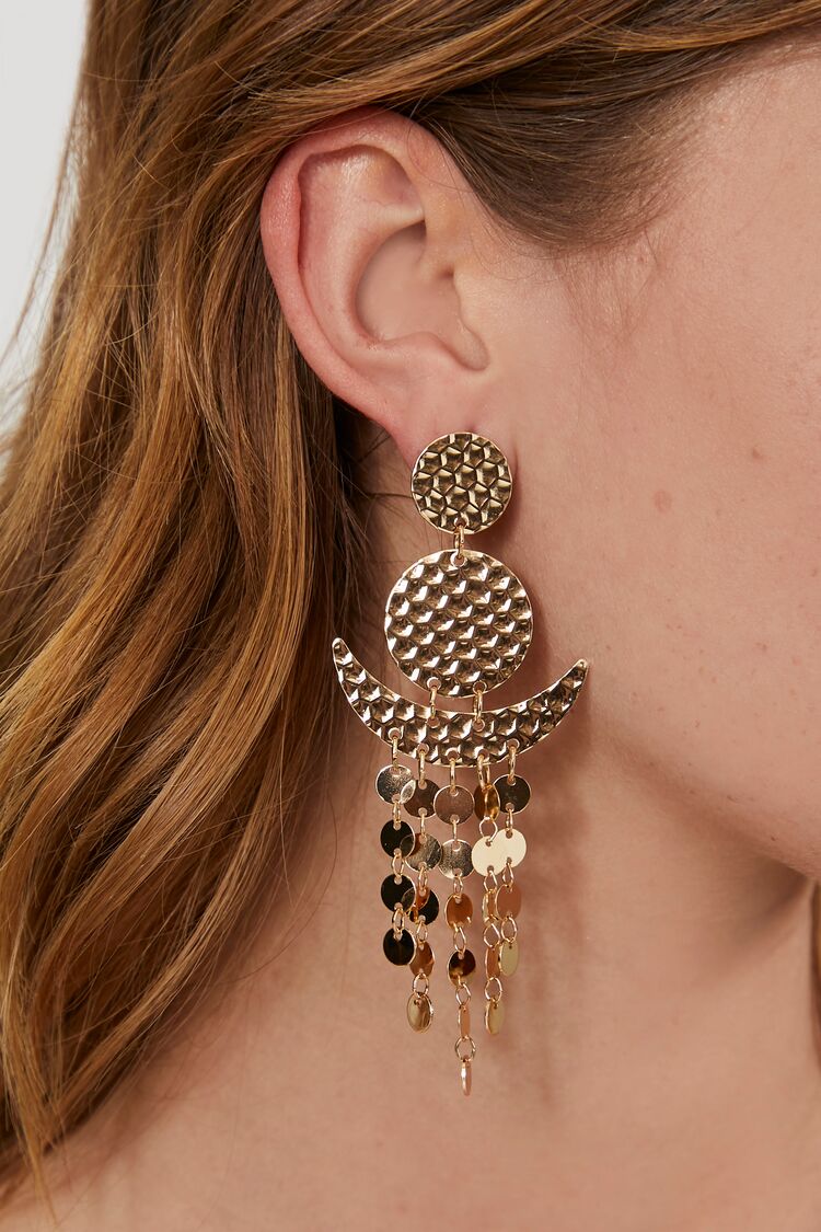 Forever 21 Women's Geo Statement Chandelier Earrings Gold