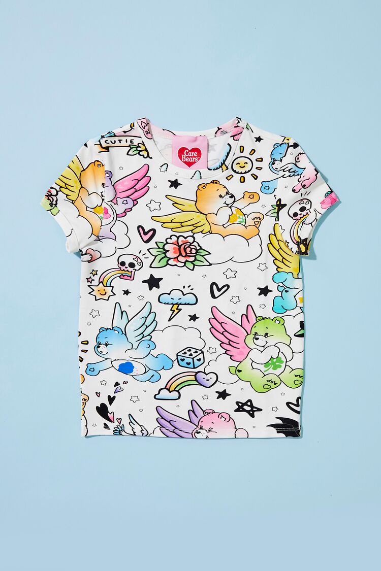 Forever 21 Girls Care Bears Print T-Shirt (Kids) White/Multi