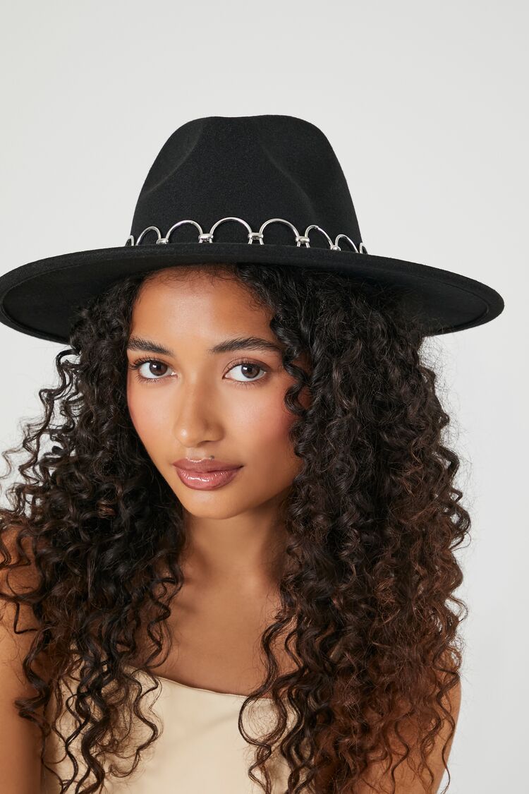 Forever 21 Women's O-Ring Cowboy Hat Black/Silver