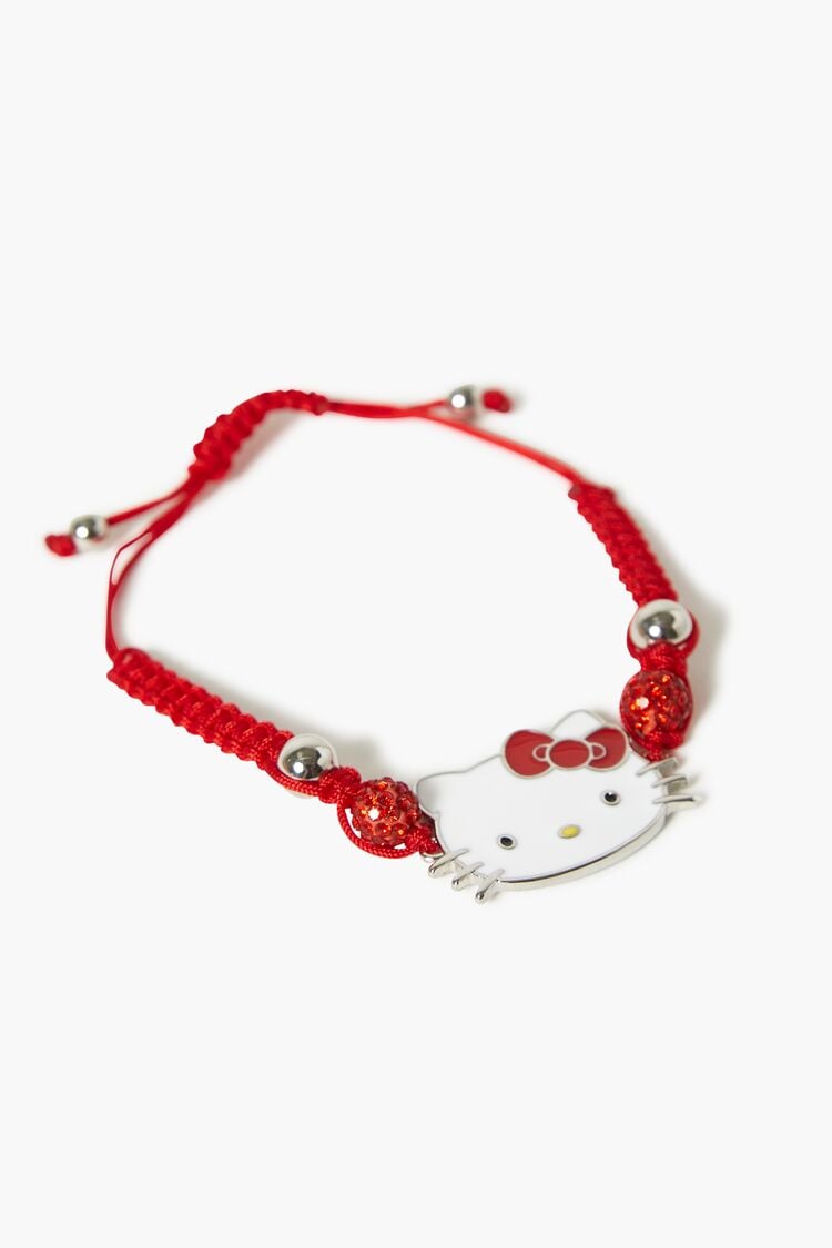 Forever 21 Women's Hello Kitty Braided Bracelet White/Red