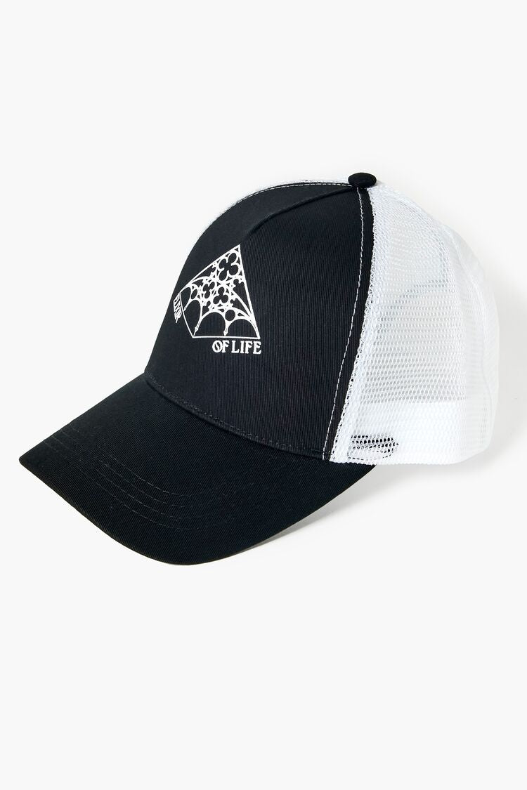 Forever 21 Men's Elixir of Life Graphic Trucker Hat Black/White
