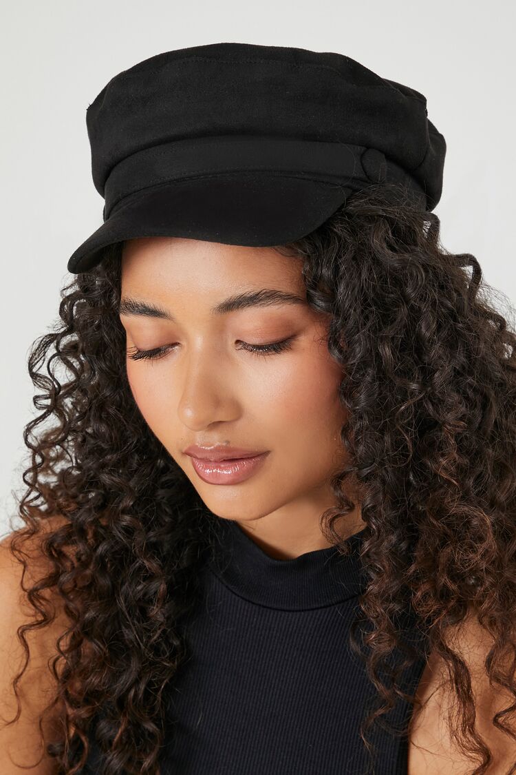 Forever 21 Women's Faux Suede Cabbie Hat Black