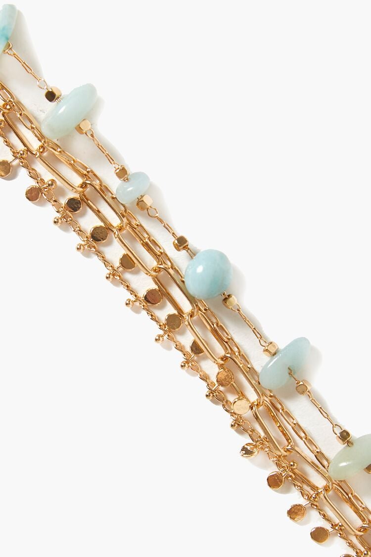 Forever 21 Women's Layered Faux Stone Bracelet Gold/Blue