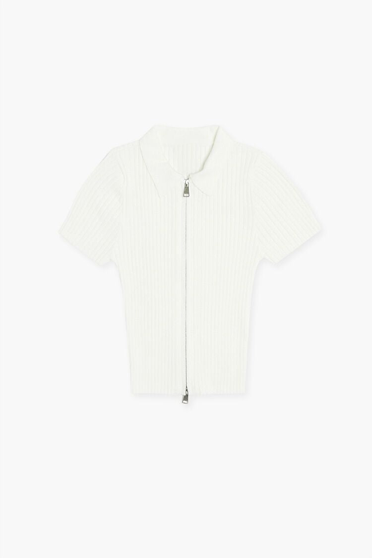 Forever 21 Girls Sweater-Knit Ribbed Top (Kids) White