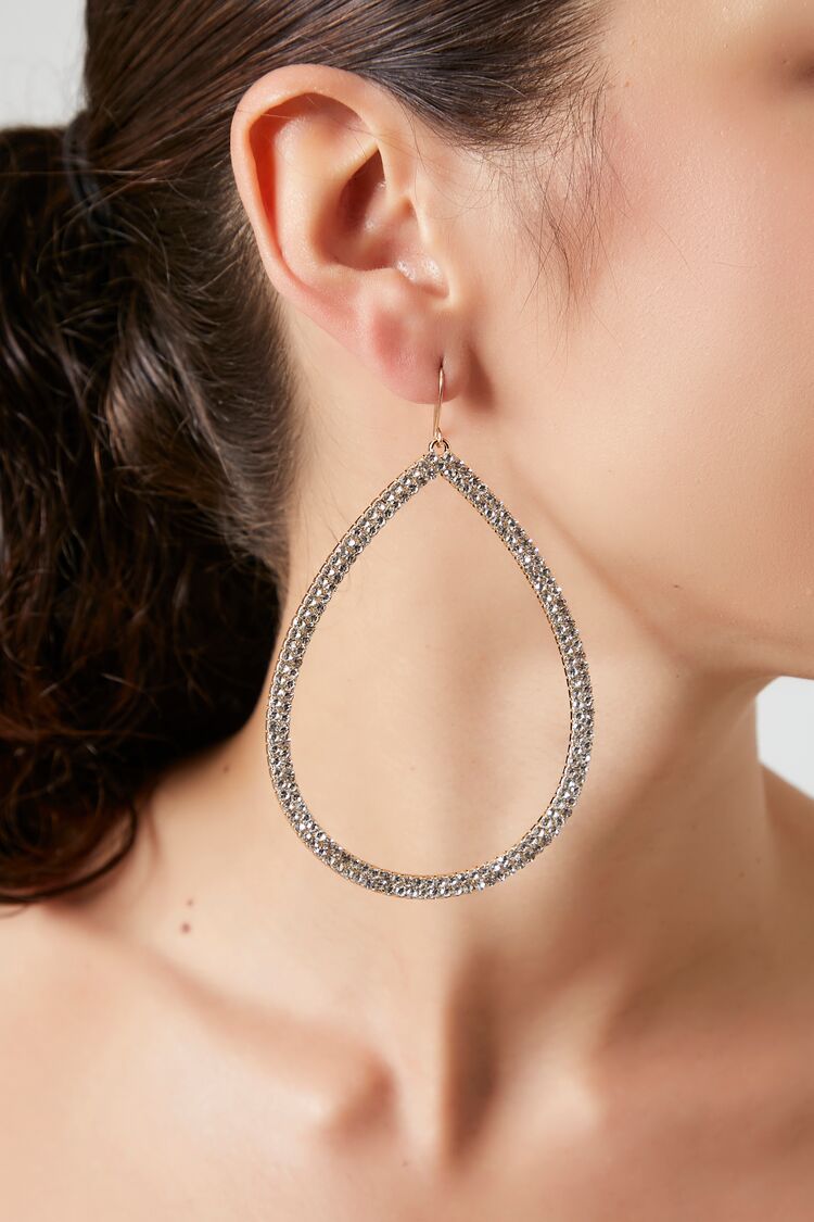 Forever 21 Women's Rhinestone Teardrop Earrings Gold/Clear