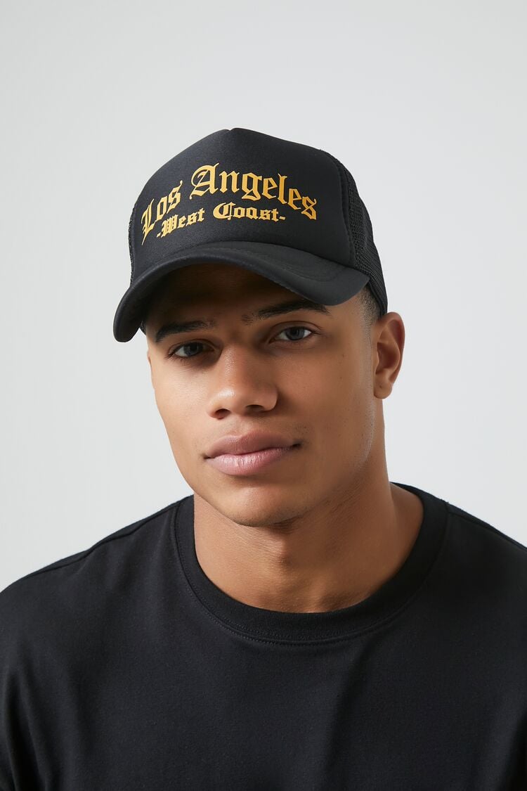 Forever 21 Men's Los Angeles Trucker Baseball Cap Black/Yellow