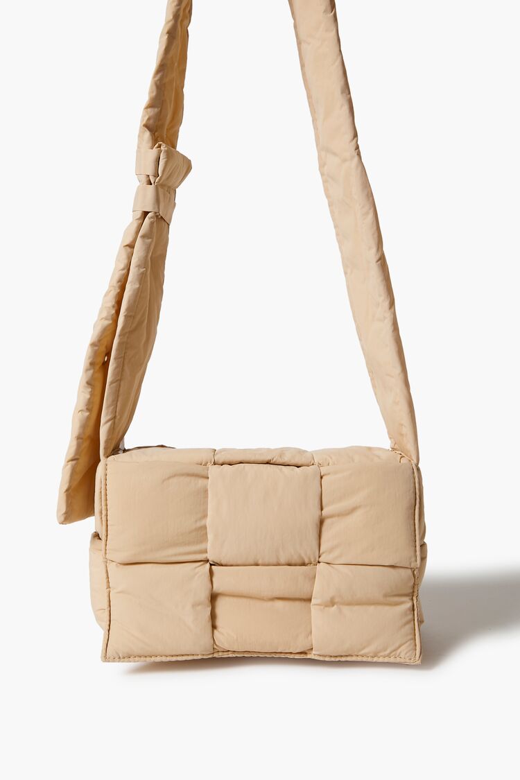 Forever 21 Women's Quilted Crossbody Bag Taupe