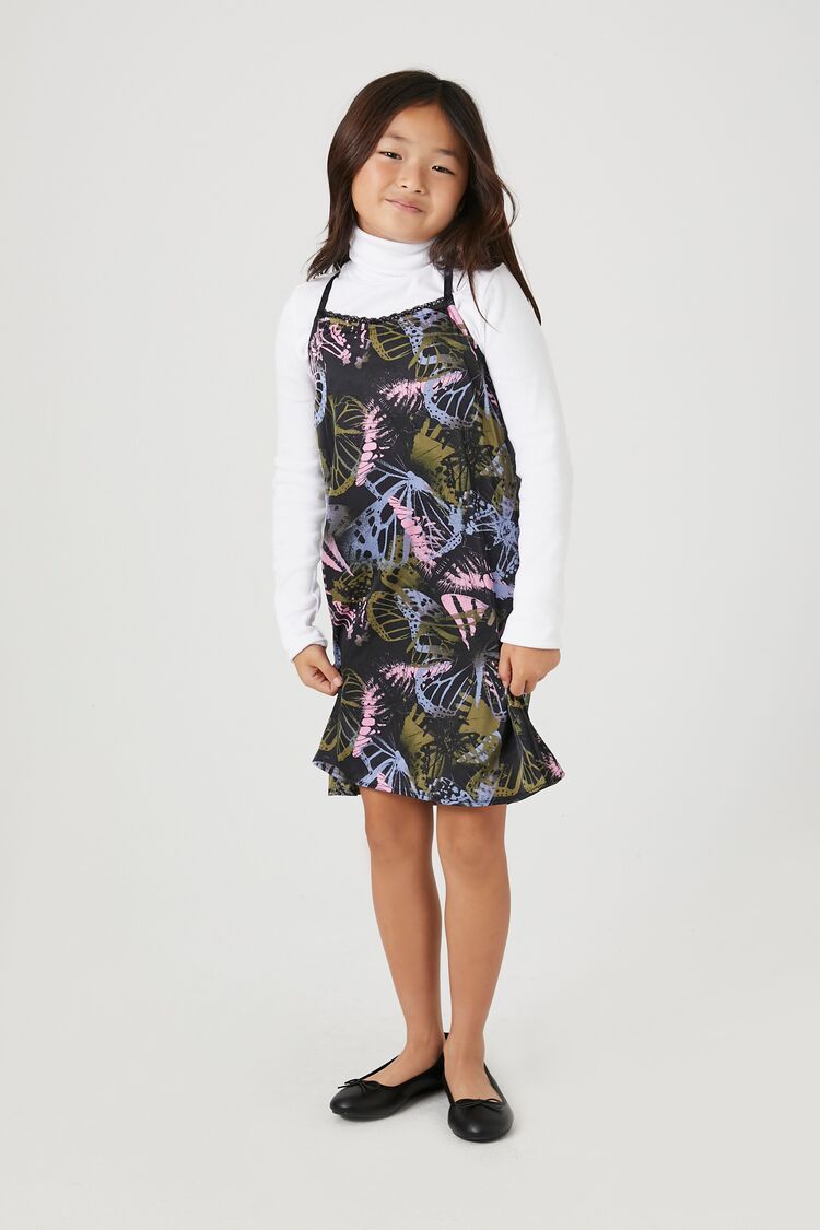 Forever 21 Girls Butterfly Print Cami Dress (Kids) Black/Multi
